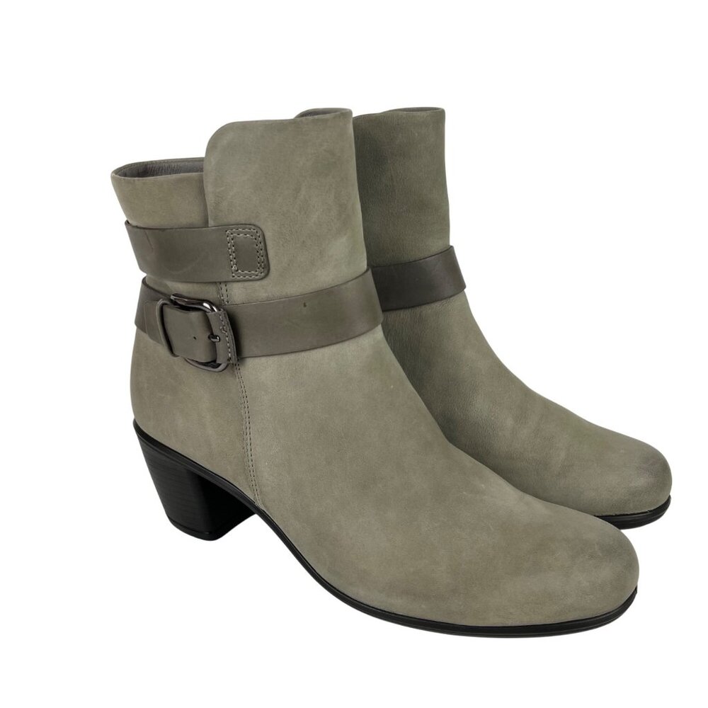 ECCO Womens Touch Mid Bootie Gray Leather Comfort Ankle Boot size 41 US 10 10.5